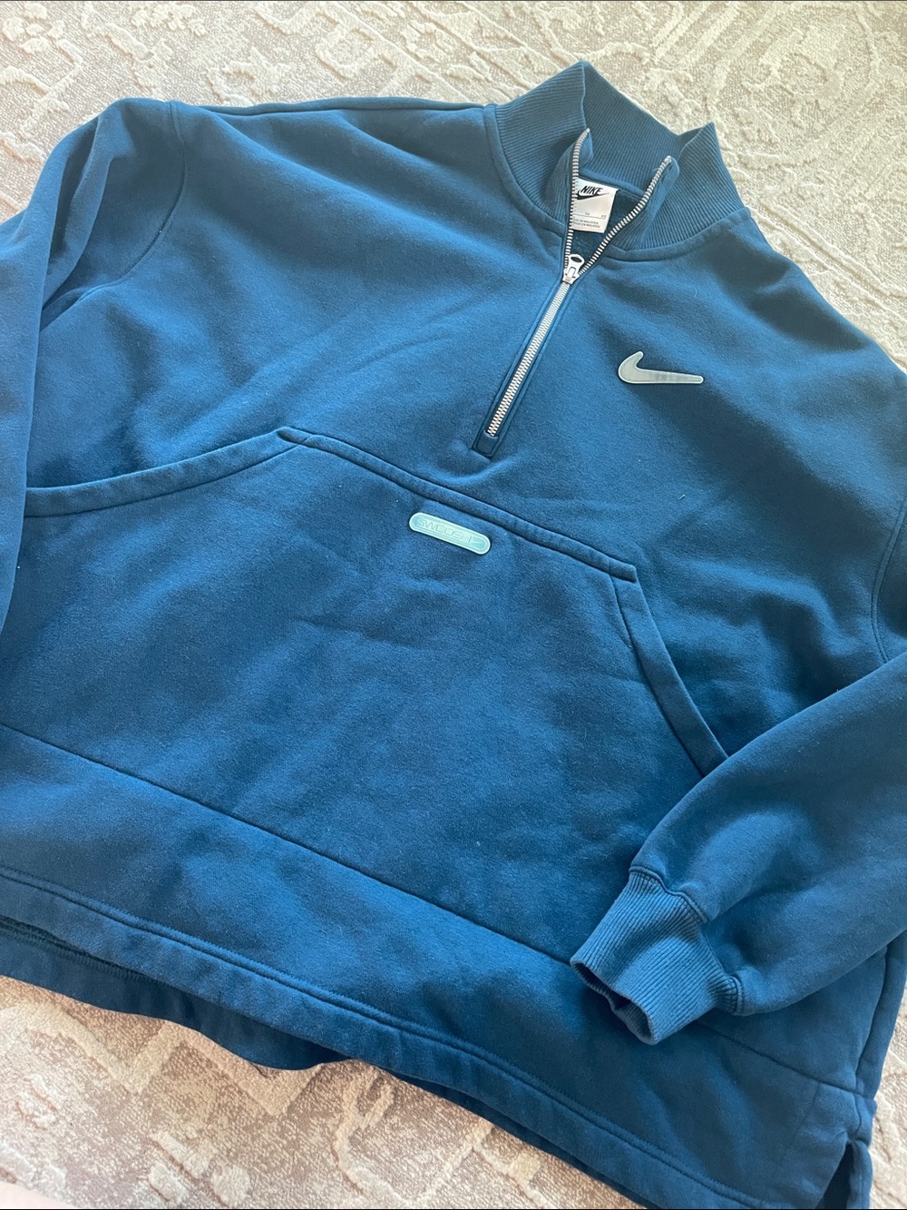 Nike Women’s Blue Quarter-Zip Pullover Fleece Boxy Sweatshirt